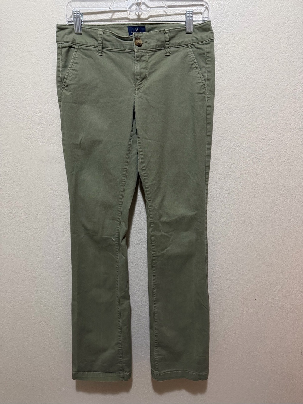 American Eagle Kick Boot Pants Size 4 XL Extra Long Olive Green Y2K